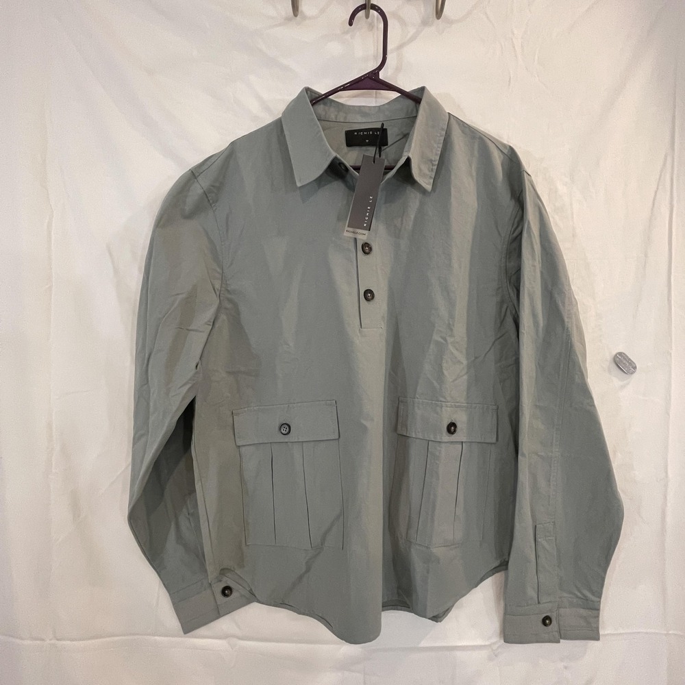 Richie Le‎ Jacket Mens Medium Stone Popover Shirt Jacket Shacket Cargo RLC22-029